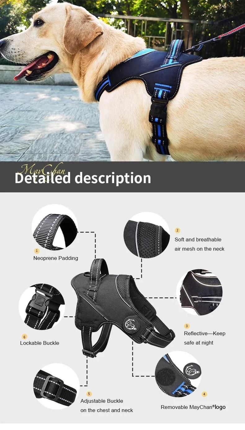 2021 Reflective Adjustable Soft Padded Pet Vest Service Pet Dog Harness with Easy Control Handle
