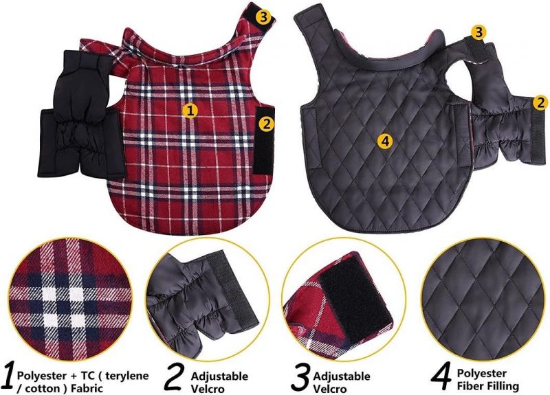 Dog Clothes Winter Keep Warm Vest with Plaid Pattern