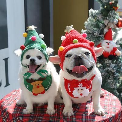 Adjustable Christmas Tree Hat Elk Antlers Pet Clothes Set