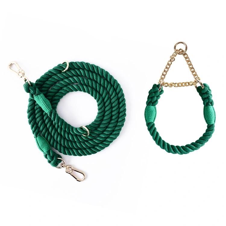 High Quality Luxury Multi Functional Double Side Two Hooks Hands Free Dog Leash Braided Pet Collar and Leads Set