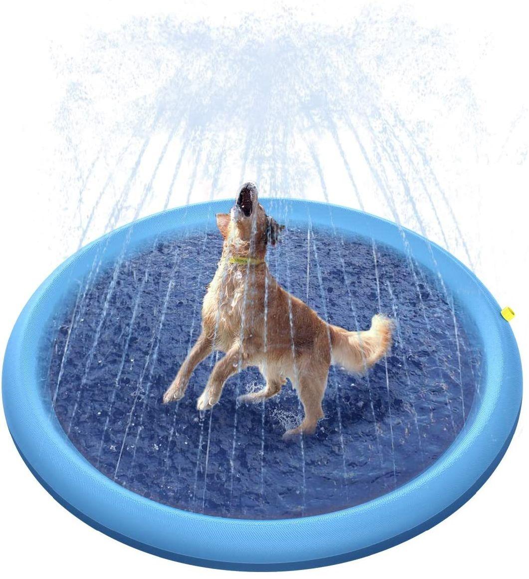 Amazon New PVC Inflatable Water Spray Mat Pad in Stock Dog Bed Water Spray Toy Pad Folding Pet Pool Wholesale