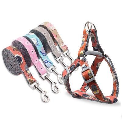 Adjustable Blank Pattern Pet Lope Heavy Duty Dog Puppy Cat Sublimation Collar Leash Harness Set