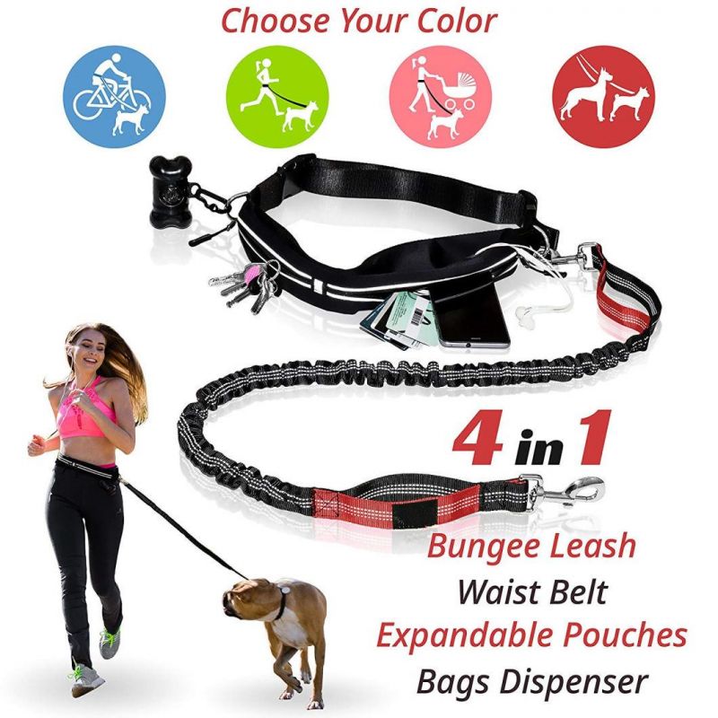 Red Color Bungee Dog Leash for Walking & Running