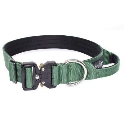 Heavy Duty Custom Tactical Dog Collar with Strong Metal Buckle Adjustable Training Dog Collar with Handle