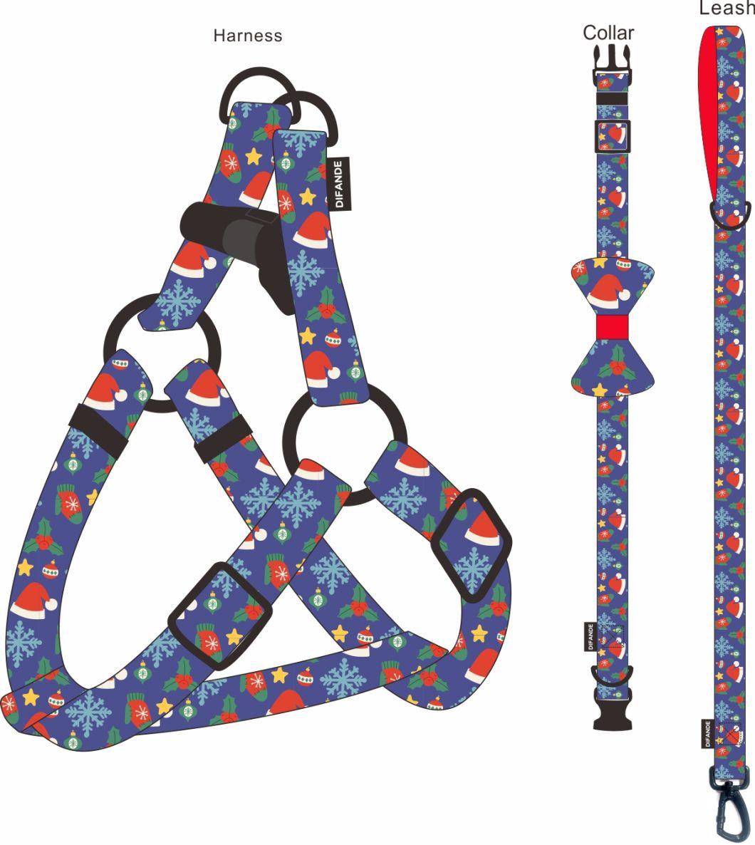 Custom Logo Dog Harness Breathable Adjustable Soft Neoprene Air Layer Dog Harness Set with Plastic Buckle