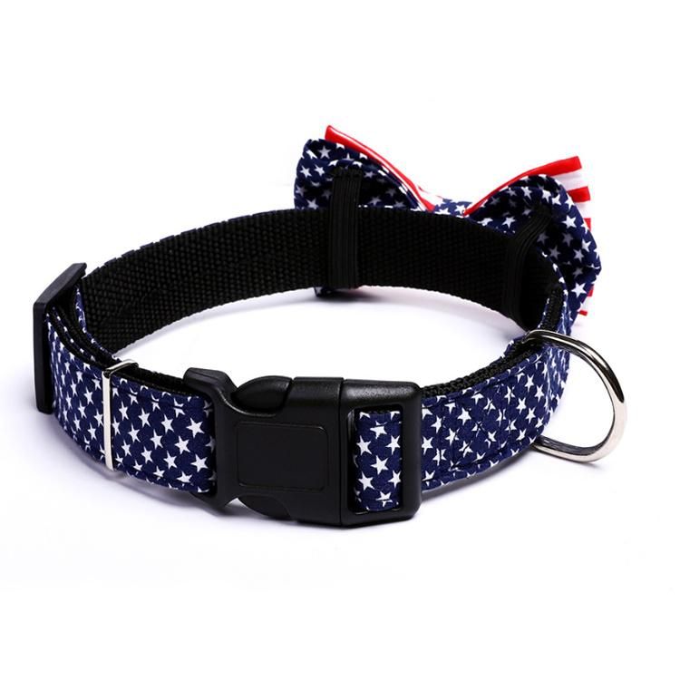 Personalized Dog Accessories Colorful Design Nylon Dog Collar with Bowtie for Pet