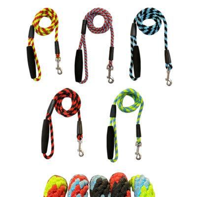 Mountain Climbing Durable Braided Nylon Reflective Round Rope Dog Pet Leash Soft Handle