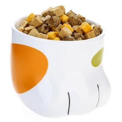 Cute Design Ceramic Cat Bowl Raised Food and Water Bowls Dish, Dishwasher Microwave Safe, Lead Cadmium Free for Cats and Small Dogs