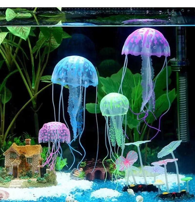 Artificial Glowing Effect Jellyfish Colorful Fish Tank Aquarium Decor Ornament