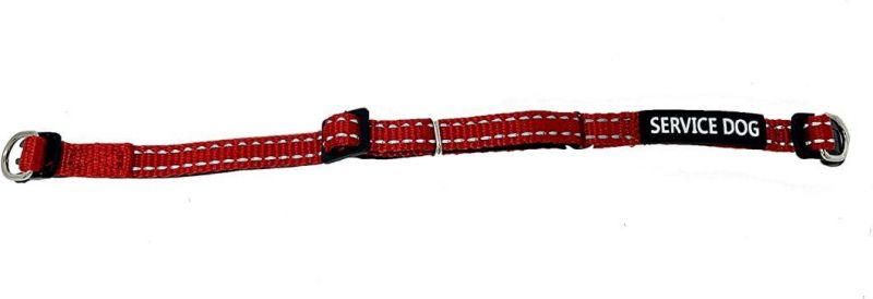 Reflective Nylon Dog Collar Training Handle Heavy Duty Dog Collar Removable Service Patch