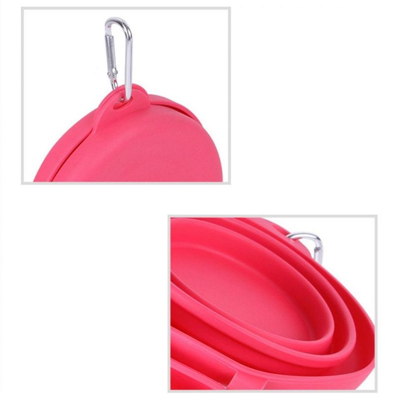 Foldable Silicone Dog Bowl Double Bowl Design Non Slip Dog Bowl Outdoor Travel Portable Pet Bowl