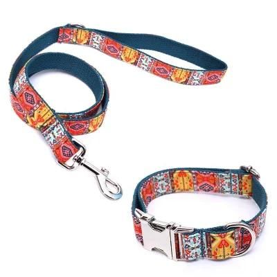 High Quality Polyester Luxury Dog Leash Collars Popular Cool Design Metal Parts