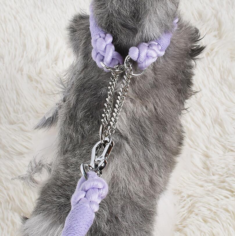 100% Handmade Cotton Braided Rope Lead with Matching Collar