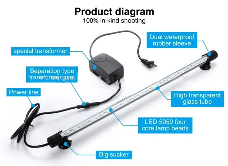 100cm LED Aquarium Diving Lights for Fish and Plants 7W