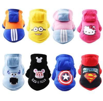 New Pet Clothes Autumn, Winter 100% Cotton Dog Cat Cartoon Hoodie Warm Pet Clothes