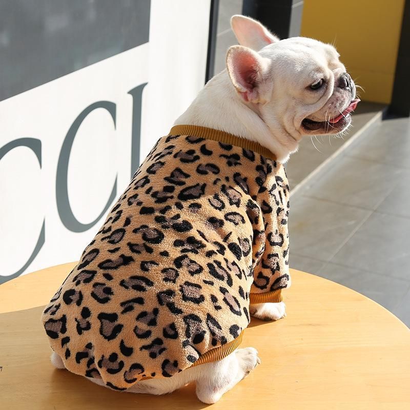 Fashion Leoopard Fleece Warm Coat Dog Accessories Apparel Pet Clothes