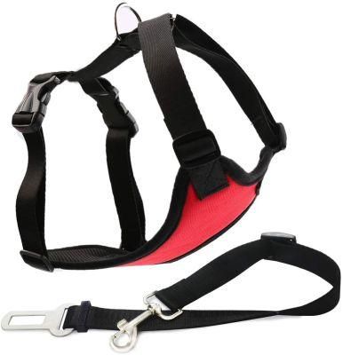 Dog Safety Vest Harness with Safety Belt for Most Car, Travel Strap Vest