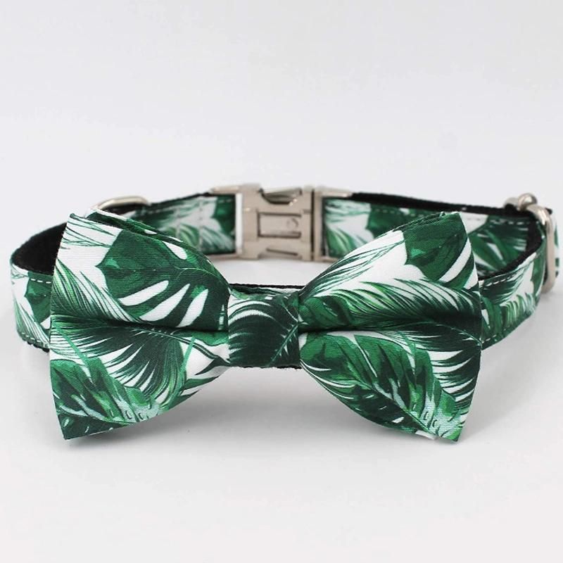 Custom Pattern Dog Collar with Bow Tie Ajustable Dog Accessories Designer Fashion Luxury Pet Collar