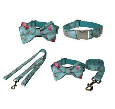 Green Rose Soft Poly Cotton Dog Collar