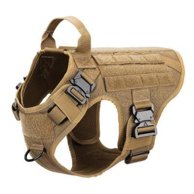 Coyote Brown 4 Metal Buckles Sturdy Dog Harness, Best Pet Outdoor Products