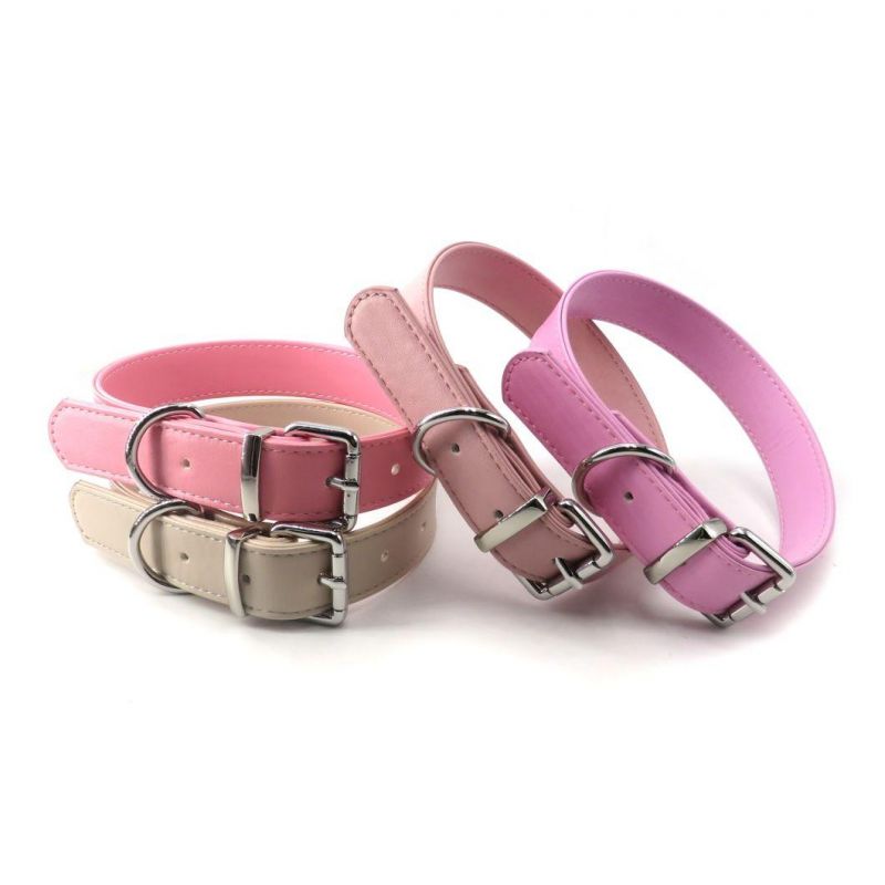 No Harsh Chemicals Zinc Alloy Hardware Basic Classic Padded Leather PU Dog Collar