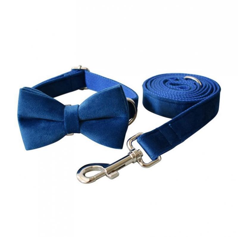 Velvet Fabric Made Dog Collar Leash and Bow Tie with Fast Delivery