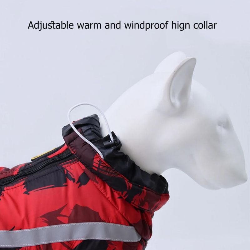 Blue Geometry Print Large Pet Coat Comfortable Warm Dog Clothes