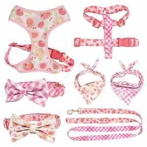 Wholesale Manufacture Harness Vest Custom Design Dog Harness Soft Pet No Pull Adjustable Dog Harness Set with Matching Collar Leash Bow