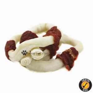 Natural Dry Duck Wrapped Rawhide Heart Shape Dog Chew Pet Treats
