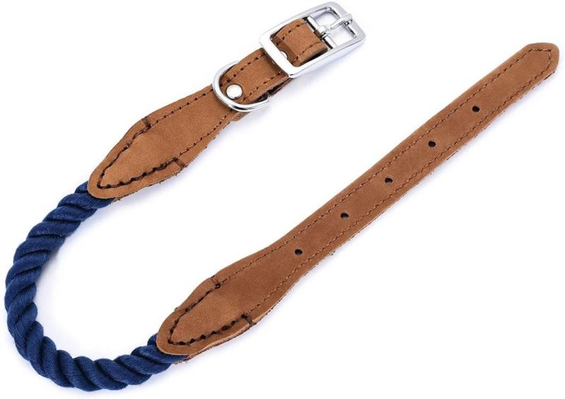 Luxury Leather Cotton Rope Dog Collar