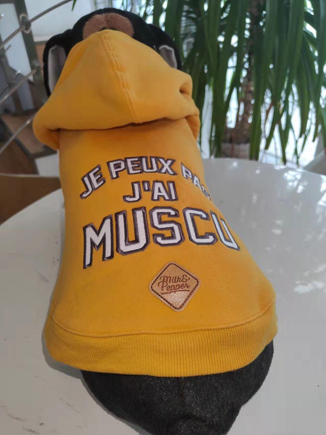 "Je Peux PAS J′ai Muscu" Fashion Designer Dog Clothes Pet Hoodie Dog Hoodie