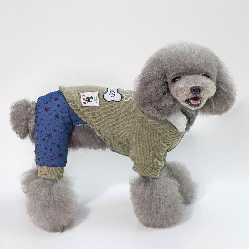 Pet Clothes Cat Teddy Dog Clothes Autumn/Winter New Pet Clothing Thickened 18-Bone Four-Legged Cotton-Padded Clothes