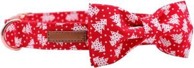 Red Cotton Webbing Bowtie Pet Collar Strong Faction Dog Collars