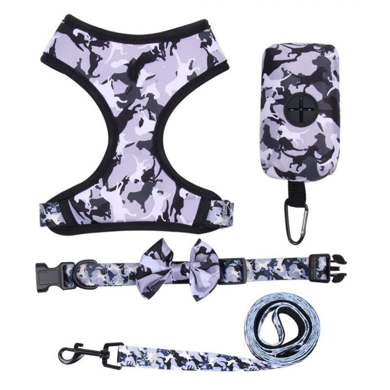 No Pull Dog Harness Set Dog Collar & Vest Harness & Poo Bag Holder