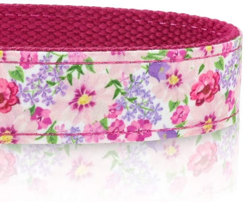 Flower Pattern Pink Dog Collars for Girl Dogs