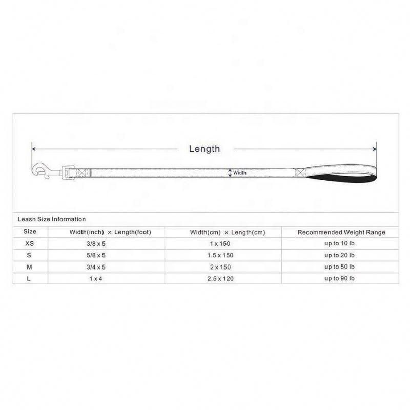 Reflective Durable Nylon Dog Leash- Padded Handle for Walks in 5 Colors Option