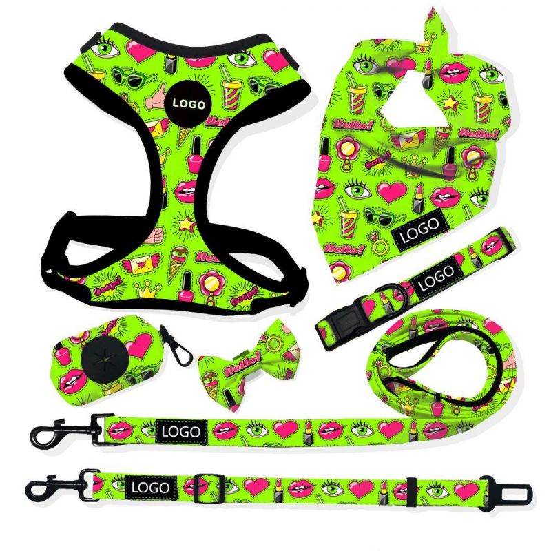 Wholesale Dog Harness Custom Lipstick and Cosmetics Sublimation Printing Valentine′ S Day Dog Leash Collar