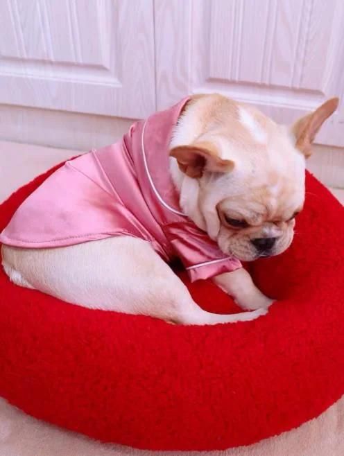 Small Dogs Cats Pajamas Pet Soft Silk Lapel Two-Legged Sleepwear Shirt for All Season