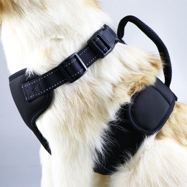 Wholesale Adjustable Personalized Reflective Black Big Dog Harness