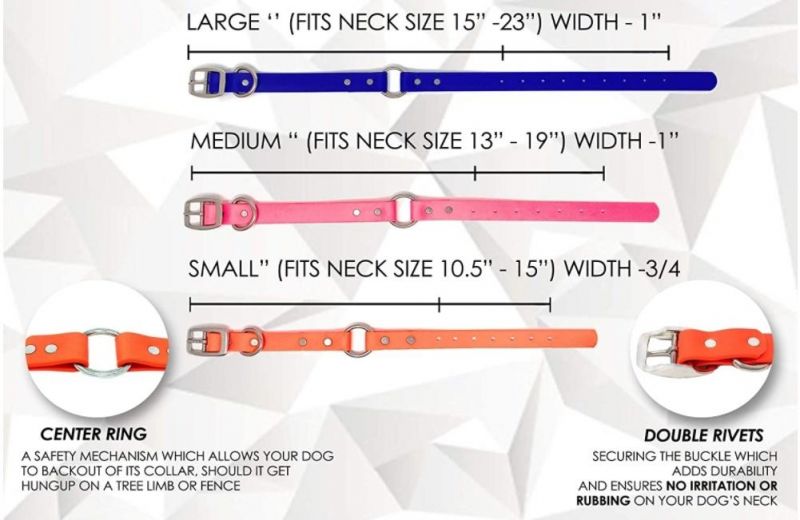 Odor Resistant Waterproof Dog Collar with Heavy Duty Center Ring