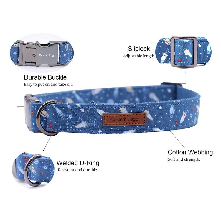 Custom Logo and Pattern Special Bow Tie Dog Collar Adjustable Printed Strong Durable Print Cotton Webbing Pet Bowknot Collars