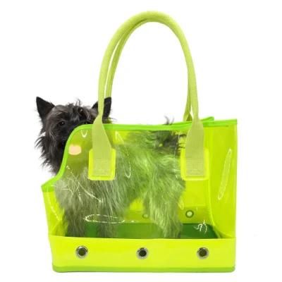 Exposite Processing PVC Colorful Fluorescence Transparent Outdoor Dog Cat Carrier