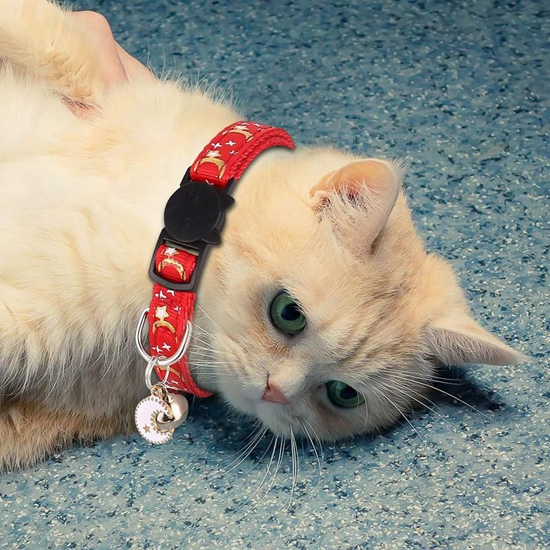 Custom Adjustable Pattern Nylon Pet Cat Dog Collar with Bell