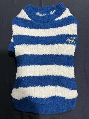 Blue and White Strop Dog Sweater Pet Sweater Pet Clothing Pet Products