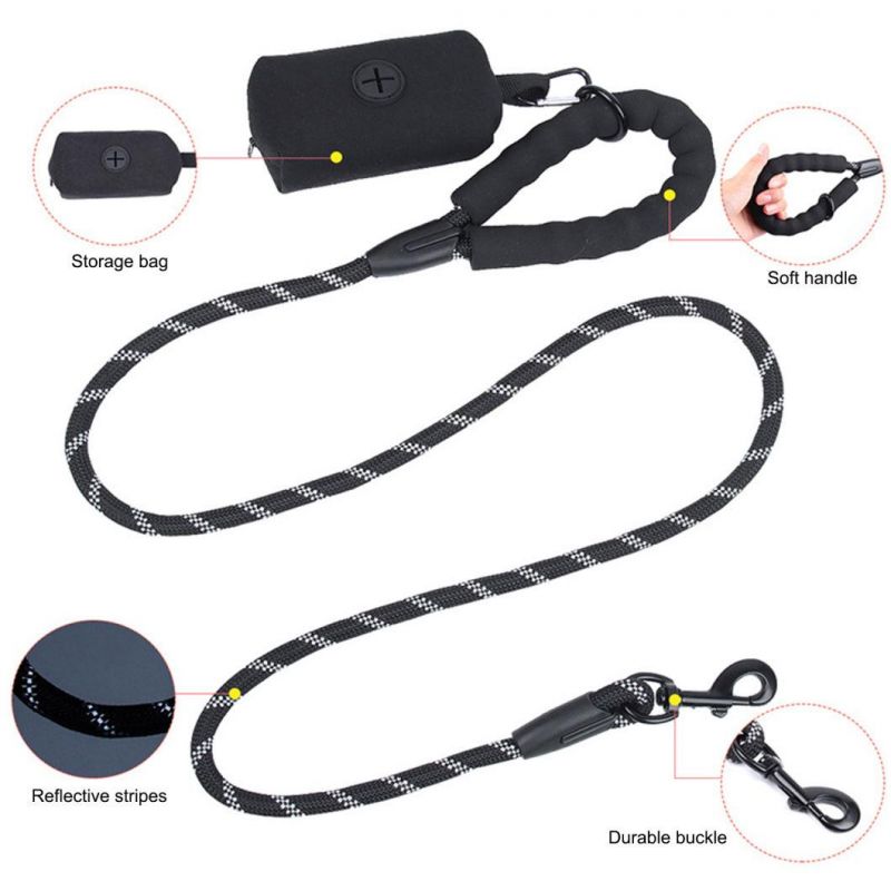 Blue Rope Dog Leash with Storage Bag Pet Rope Leash
