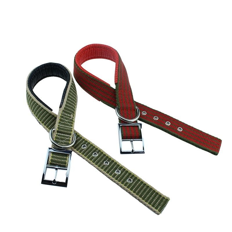 Custom Logo Cotton Dog Collar Leather Padded Adjustable Pet Collar