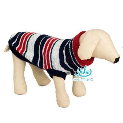 Cotton Striped Turtleneck Knit Dog Coat Leg Hole