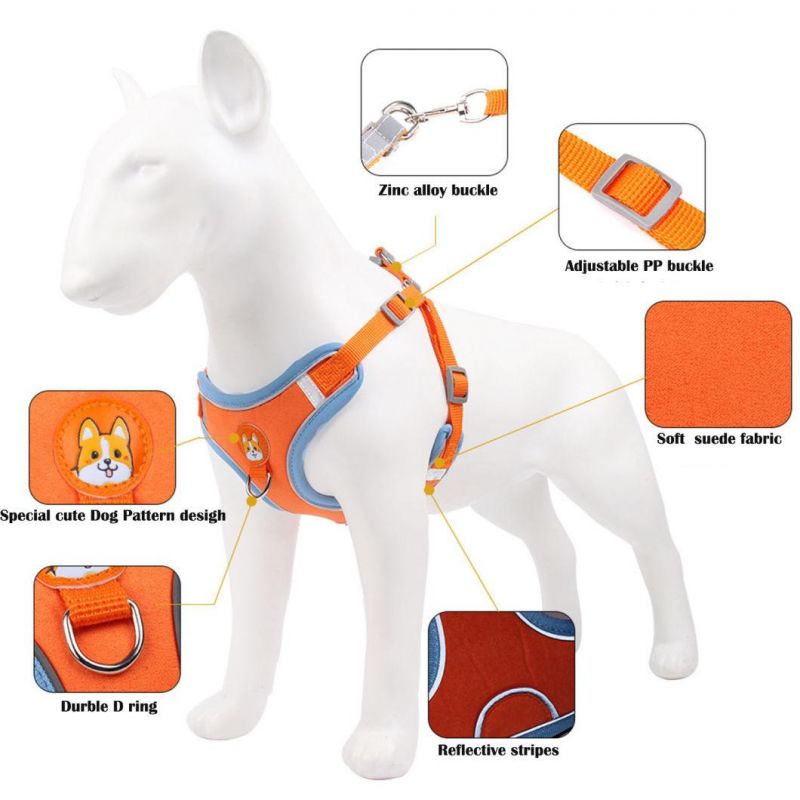 Pet Harness for Little Medium Dog High Reflective Stripes and Tape Dog Harness with Pet Leash