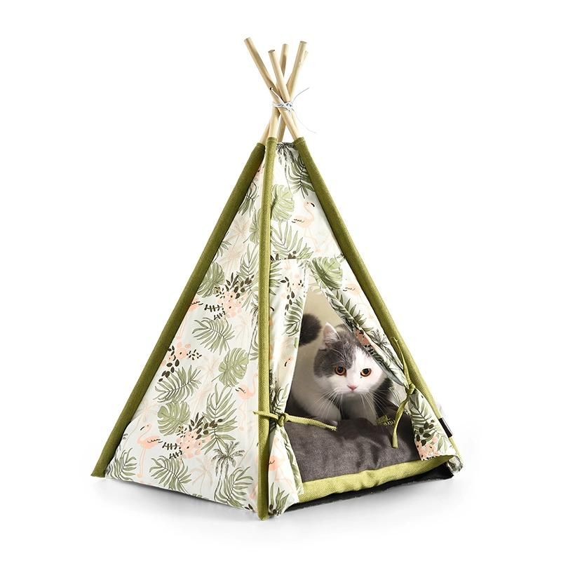 Happy Spring Yarn-Dyed Pet Bed Teepee Tent House Dog Tent