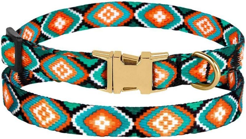 Nylon Dog Collar with Buckle Tribal Pattern